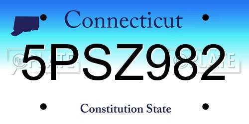 5PSZ982 Connecticut License Plate