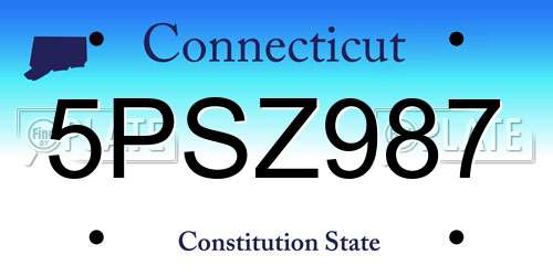 5PSZ987 Connecticut License Plate