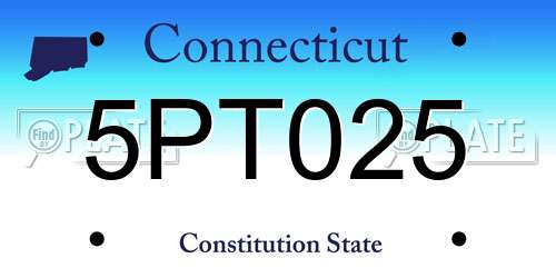 5PT025 Connecticut License Plate
