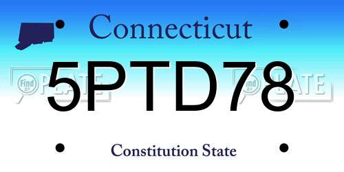 5PTD78 Connecticut License Plate