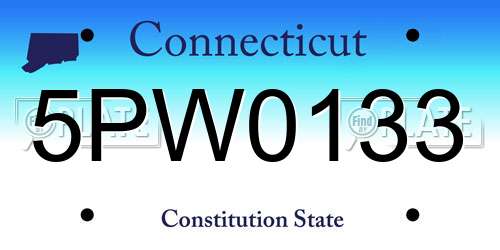 5PW0133 Connecticut License Plate
