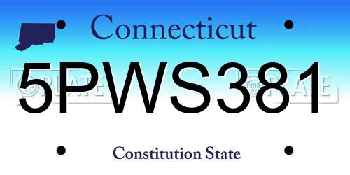 5PWS381 Connecticut License Plate