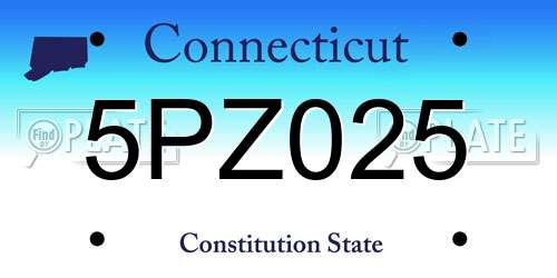 5PZ025 Connecticut License Plate