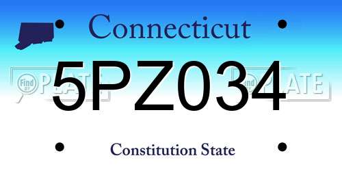 5PZ034 Connecticut License Plate