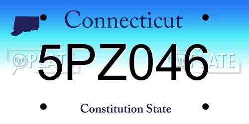 5PZ046 Connecticut License Plate