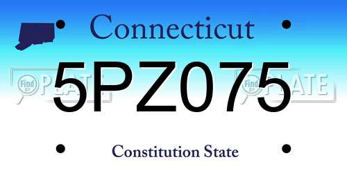 5PZ075 Connecticut License Plate
