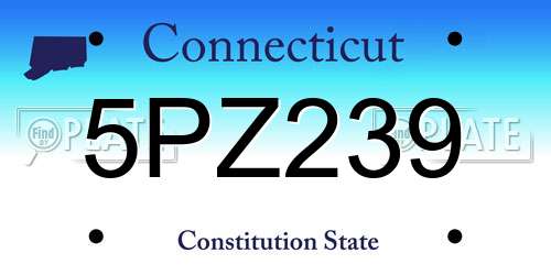 5PZ239 Connecticut License Plate