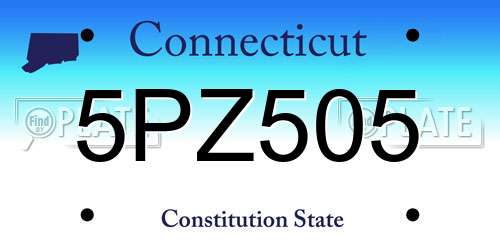 5PZ505 Connecticut License Plate