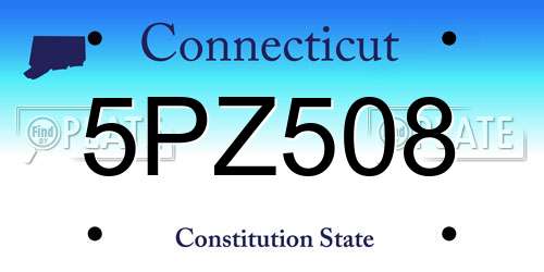 5PZ508 Connecticut License Plate
