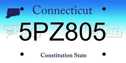 5PZ805 Connecticut License Plate