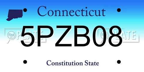 5PZB08 Connecticut License Plate