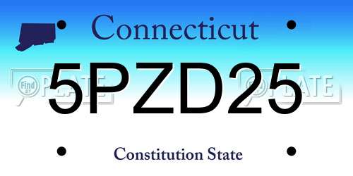 5PZD25 Connecticut License Plate
