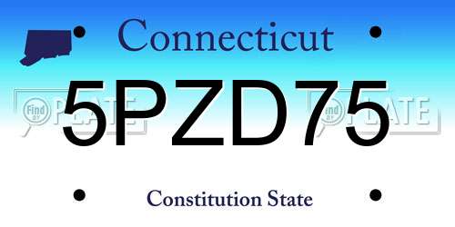 5PZD75 Connecticut License Plate