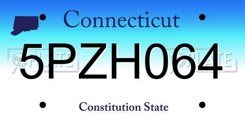 5PZH064 Connecticut License Plate