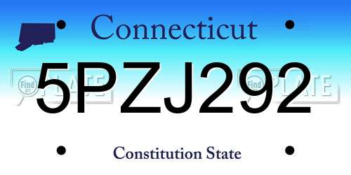 5PZJ292 Connecticut License Plate