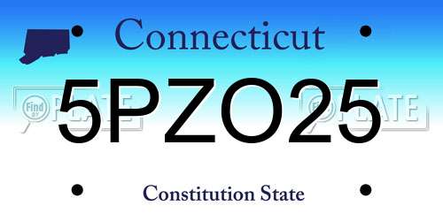 5PZO25 Connecticut License Plate