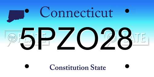 5PZO28 Connecticut License Plate