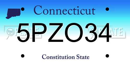 5PZO34 Connecticut License Plate