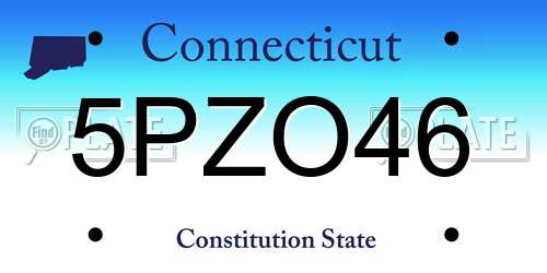 5PZO46 Connecticut License Plate