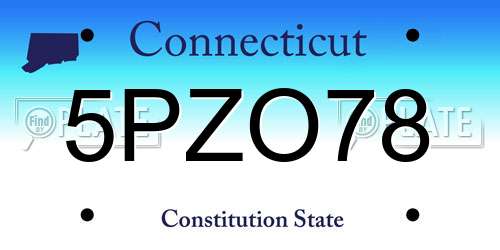 5PZO78 Connecticut License Plate