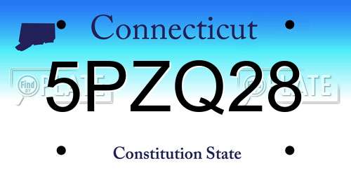 5PZQ28 Connecticut License Plate