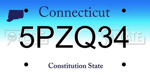5PZQ34 Connecticut License Plate