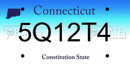 5Q12T4 Connecticut License Plate