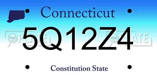 5Q12Z4 Connecticut License Plate