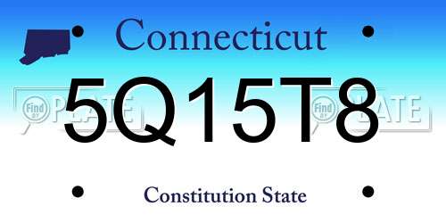 5Q15T8 Connecticut License Plate