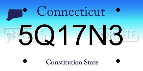 5Q17N3 Connecticut License Plate