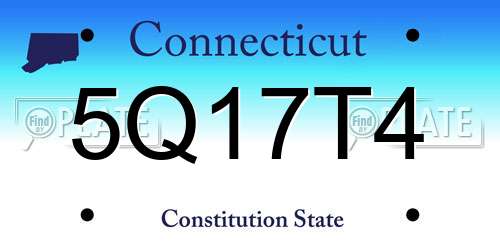 5Q17T4 Connecticut License Plate