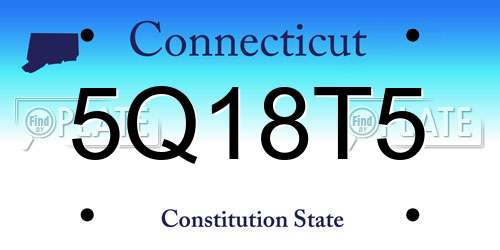 5Q18T5 Connecticut License Plate