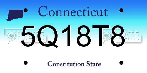 5Q18T8 Connecticut License Plate