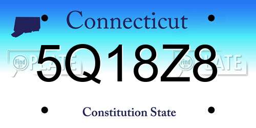 5Q18Z8 Connecticut License Plate