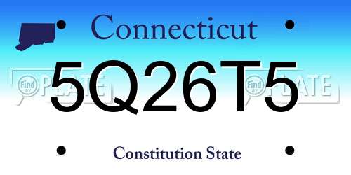 5Q26T5 Connecticut License Plate