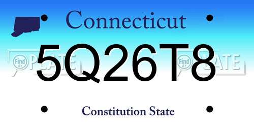 5Q26T8 Connecticut License Plate