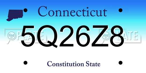 5Q26Z8 Connecticut License Plate