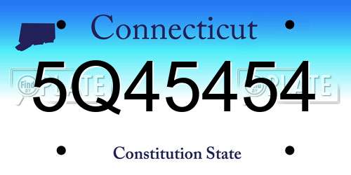 5Q45454 Connecticut License Plate