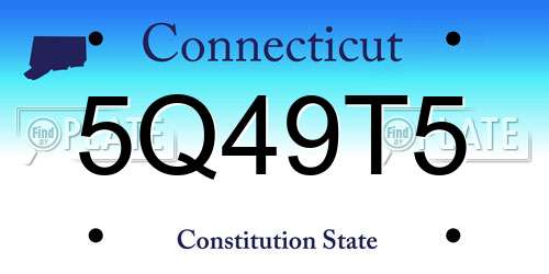 5Q49T5 Connecticut License Plate