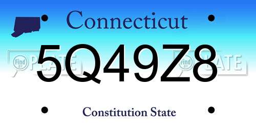 5Q49Z8 Connecticut License Plate