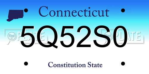 5Q52S0 Connecticut License Plate