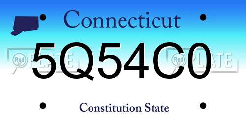 5Q54C0 Connecticut License Plate