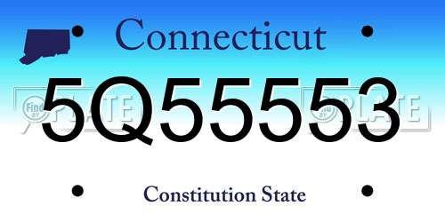 5Q55553 Connecticut License Plate