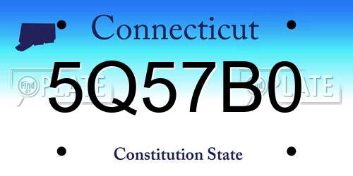 5Q57B0 Connecticut License Plate