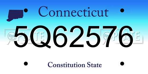 5Q62576 Connecticut License Plate