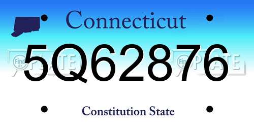 5Q62876 Connecticut License Plate
