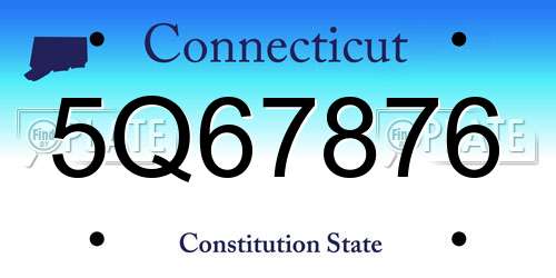 5Q67876 Connecticut License Plate
