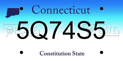 5Q74S5 Connecticut License Plate