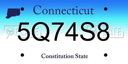 5Q74S8 Connecticut License Plate
