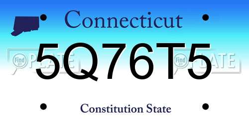 5Q76T5 Connecticut License Plate